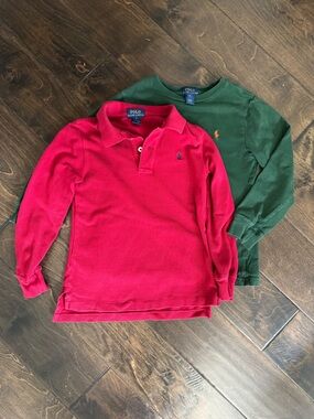Polo by Ralph Lauren Kids Long-Sleeve Polo Tops in Red and Green